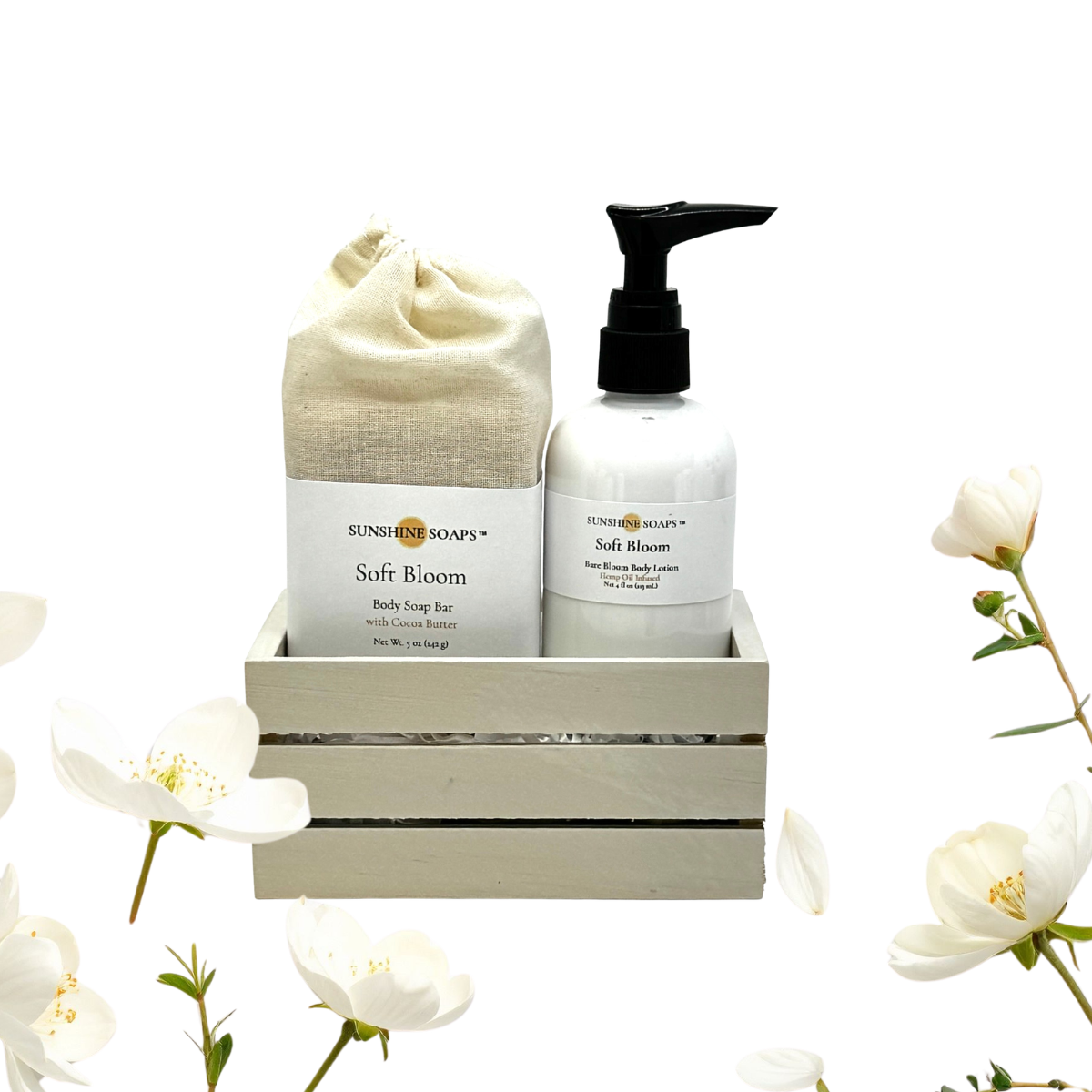 SOFT BLOOM - Body Soap & Lotion Set - delicate florals, softly layered